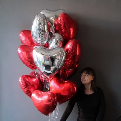 Набор из 13 фальгированных шаров "Сердца"