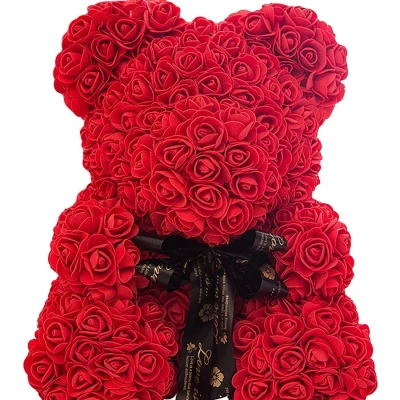 Красный мишка из роз - 40 см